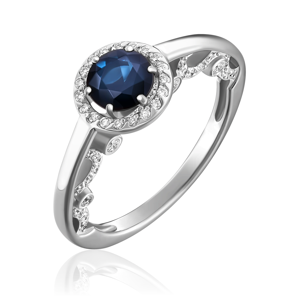 Кольцо из белого золота с сапфиром и бриллиантами 01-1432-00-105-1120-30