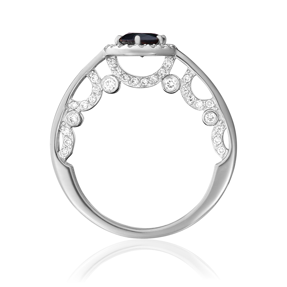 Кольцо из белого золота с сапфиром и бриллиантами 01-1432-00-105-1120-30
