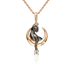 Подвеска «Лунная кошка» из красного золота с фианитом 03-3591-00-401-1110