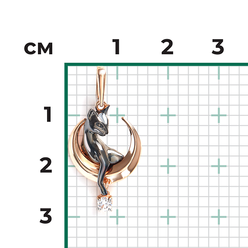 Подвеска «Лунная кошка» из красного золота с фианитом 03-3591-00-401-1110