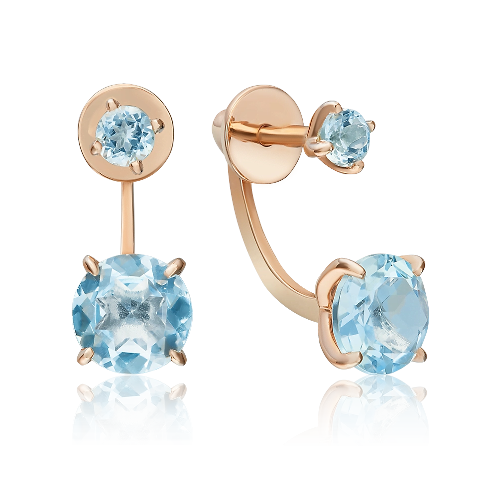 Серьги-джекеты из красного золота с топазами 02-2098-00-201-1110-46