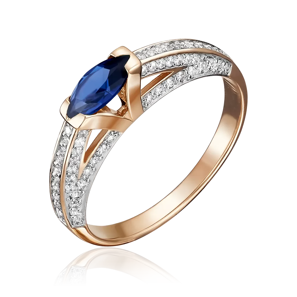 Кольцо из красного золота с сапфиром и бриллиантами 01-5106-00-105-1110-30