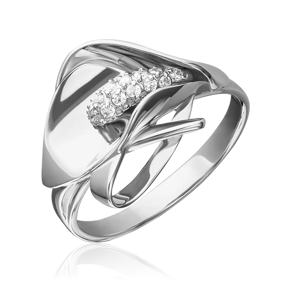 Кольцо «Калла» из белого золота с фианитами 01-5227-00-401-1120-23