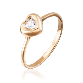 Помолвочное кольцо «Сердце» из красного золота с фианитом 01-4831-00-501-1110-38