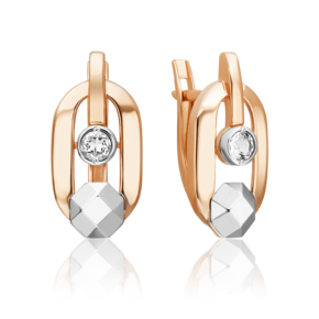 Серьги с английским замком из комбинированного золота с натуральным топазом white 02-5050-00-201-1111