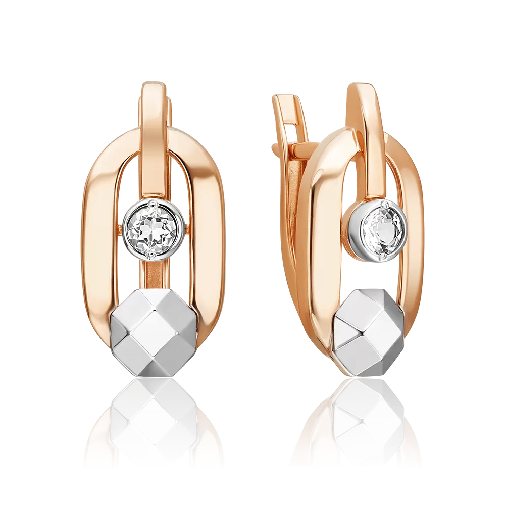 Серьги с английским замком из комбинированного золота с натуральным топазом white 02-5050-00-201-1111