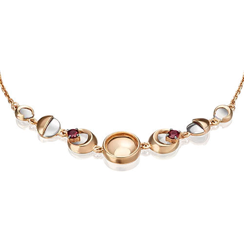 Браслет «Импульс» из комбинированного золота с гранатами 05-0663-00-204-1111-75