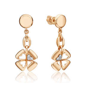Серьги-пусеты «Клевер. Незабываемые моменты» из комбинированного золота с бриллиантами 02-4820-00-101-1111