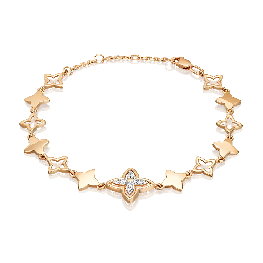 Браслет из красного золота с фианитами 05-0846-00-401-1110