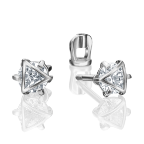 Серьги-пусеты из белого золота с фианитом 02-4116-00-401-1120