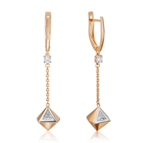 Серьги с английским замком из красного золота с фианитами 02-4590-00-501-1110-38