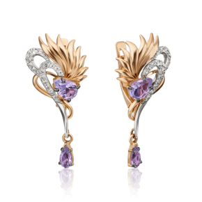 Серьги с английским замком из комбинированного золота с аметистами и натуральными топазами white 02-4585-00-225-1111-57