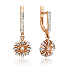 Серьги с английским замком из красного золота с бриллиантами 02-0920-00-101-1110-30