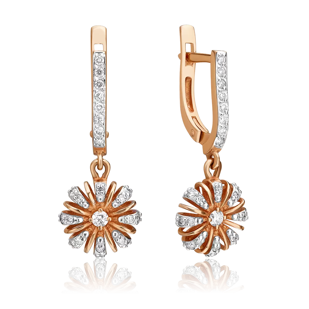 Серьги с английским замком из красного золота с бриллиантами 02-0920-00-101-1110-30