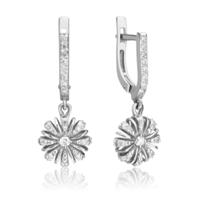 Серьги с английским замком из белого золота с бриллиантами 02-0920-00-101-1120-30