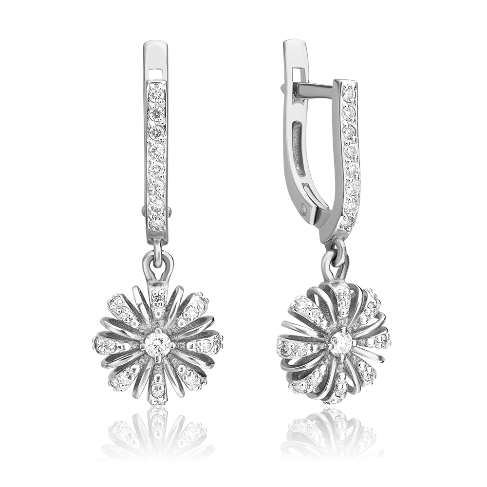 Серьги с английским замком из белого золота с бриллиантами 02-0920-00-101-1120-30