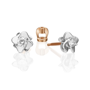 Серьги-пусеты из комбинированного золота с бриллиантом 02-0922-00-101-1111-30