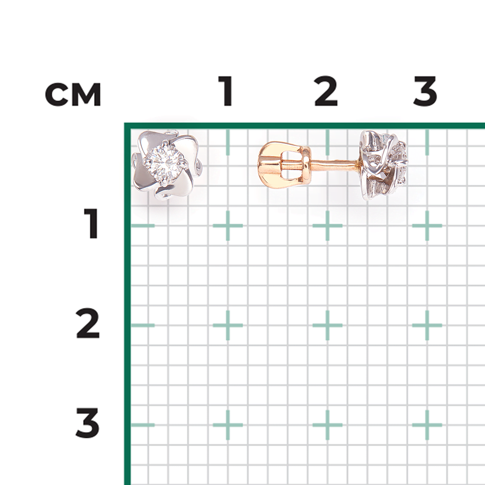 Серьги-пусеты из комбинированного золота с бриллиантом 02-0922-00-101-1111-30