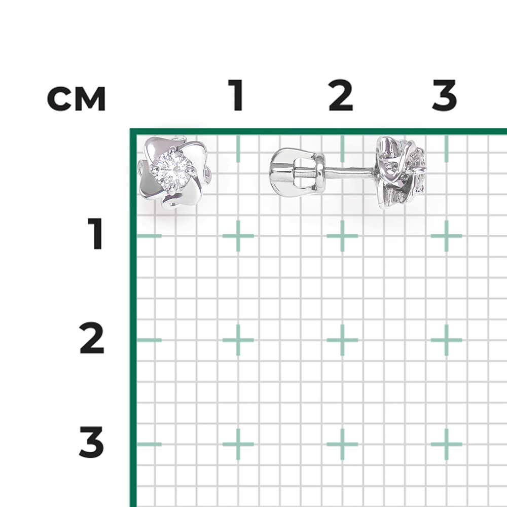 Серьги-пусеты из белого золота с бриллиантом 02-0922-00-101-1120-30