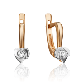Серьги с английским замком из комбинированного золота с бриллиантом 02-0923-00-101-1111-30