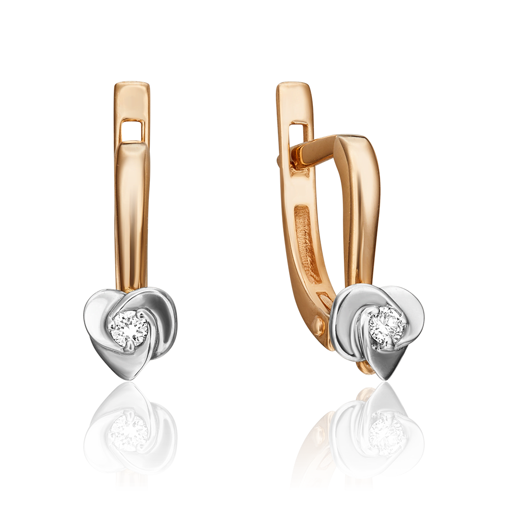 Серьги с английским замком из комбинированного золота с бриллиантом 02-0923-00-101-1111-30