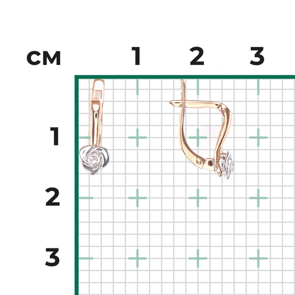 Серьги с английским замком из комбинированного золота с бриллиантом 02-0923-00-101-1111-30