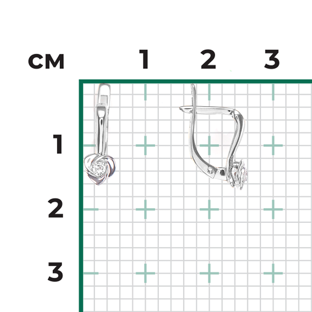 Серьги с английским замком из белого золота с бриллиантом 02-0923-00-101-1120-30