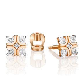 Серьги-пусеты из красного золота с бриллиантами 02-0925-00-101-1110-30