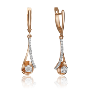 Серьги с английским замком из красного золота с фианитами 02-4369-00-501-1110-38