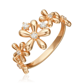 Кольцо из красного золота с фианитами 01-5896-00-401-1110