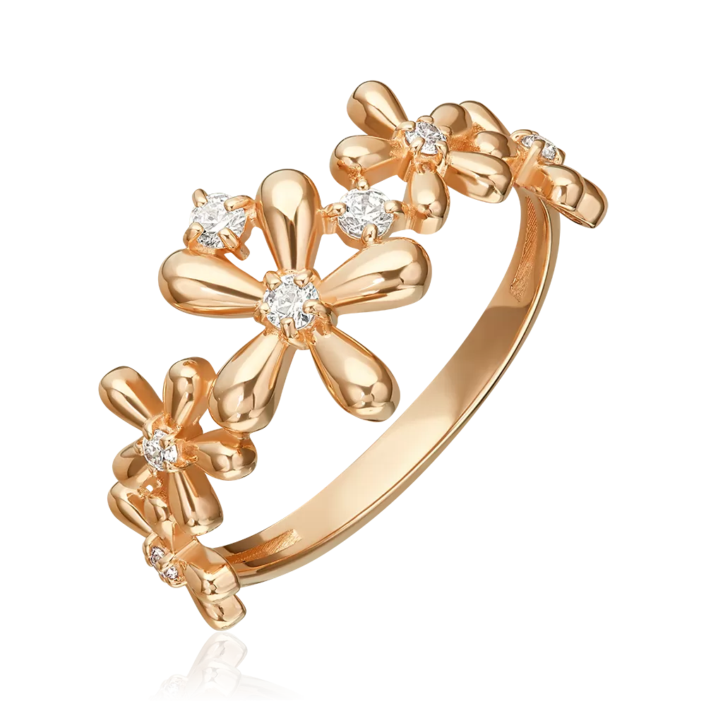 Кольцо из красного золота с фианитами 01-5896-00-401-1110