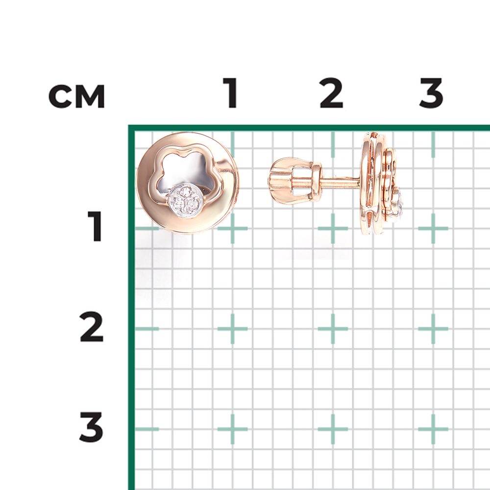 Серьги-пусеты из комбинированного золота с бриллиантами 02-4988-00-101-1111