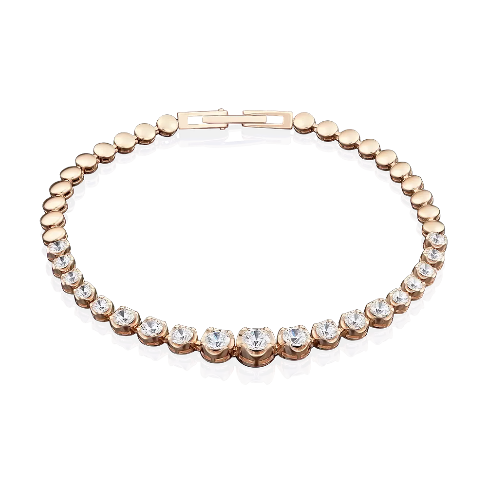 Браслет из красного золота с фианитами 05-0561-00-501-1110-38