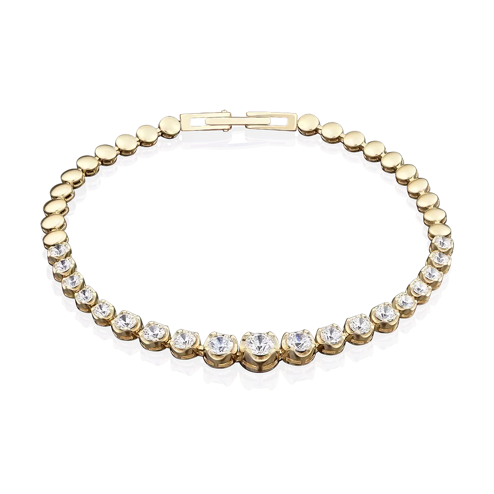 Браслет из лимонного золота с фианитами 05-0561-00-501-1130-38