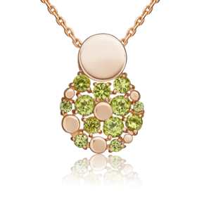 Подвеска из красного золота с хризолитами