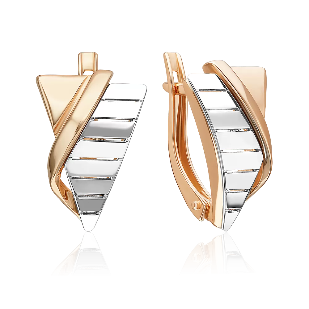 Серьги с английским замком из комбинированного золота 02-5373-00-000-1111