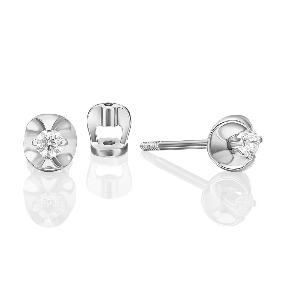 Серьги-пусеты из белого золота с бриллиантом 02-5358-00-101-1120