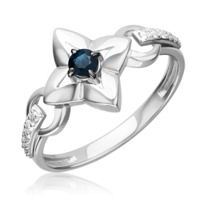 Кольцо из белого золота с сапфиром и бриллиантами 01-5877-00-105-1120