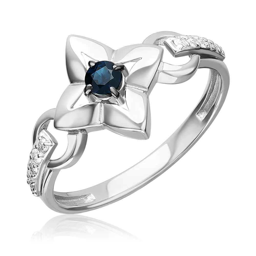 Кольцо из белого золота с сапфиром и бриллиантами 01-5877-00-105-1120