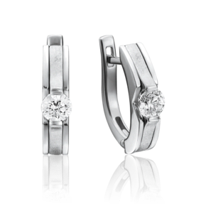 Серьги с английским замком из белого золота с фианитом 02-4188-00-501-1120-38
