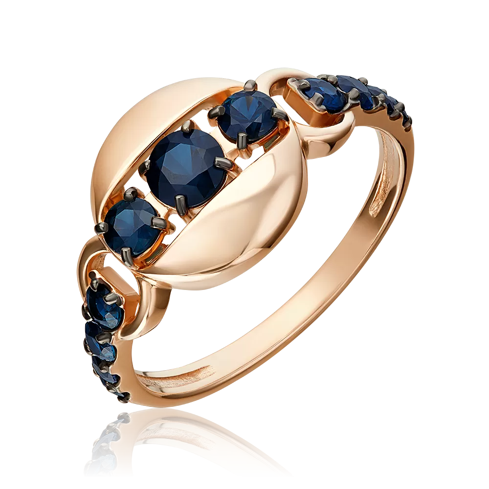 Кольцо из красного золота с сапфирами 01-5832-00-102-1110