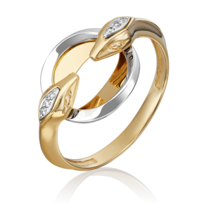 Кольцо «Змеи. Безграничность возможностей» из комбинированного золота с бриллиантами 01-5500-00-101-1121
