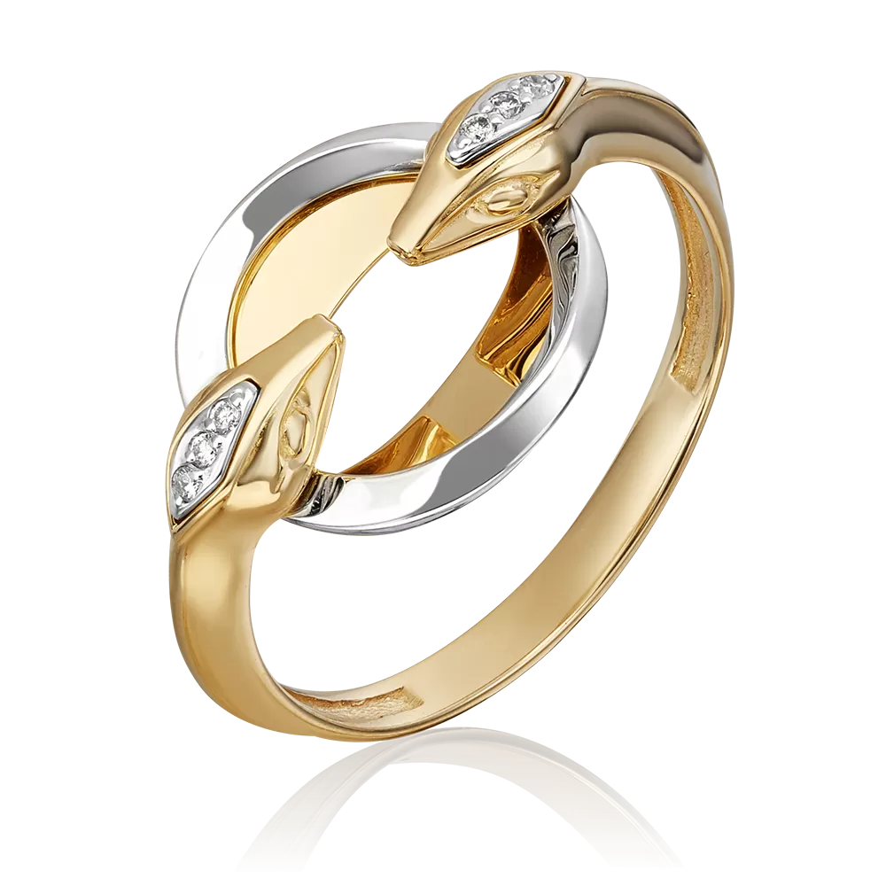 Кольцо «Змеи. Безграничность возможностей» из комбинированного золота с бриллиантами 01-5500-00-101-1121