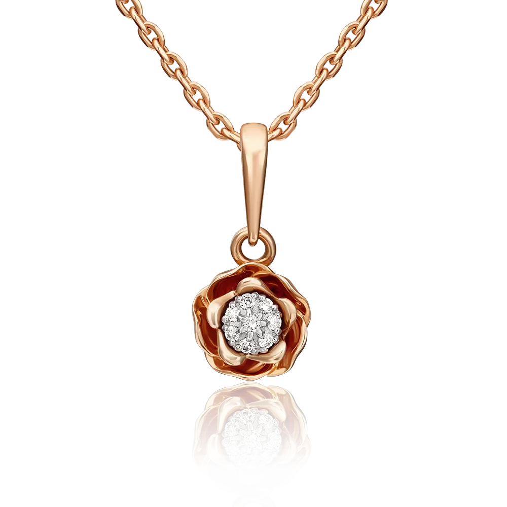 Подвеска «Цветок» из красного золота с бриллиантами 03-2645-00-101-1110-30