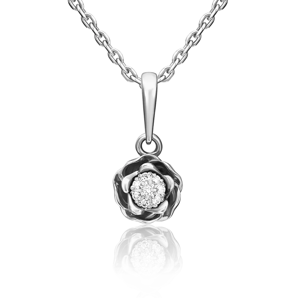 Подвеска «Цветок» из белого золота с бриллиантами 03-2645-00-101-1120-30