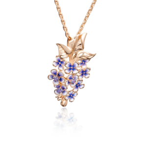 Подвеска «Сирень» из красного золота с фианитами и эмалью 03-2647-00-404-1110-48