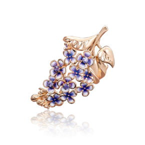 Брошь «Сирень» из красного золота с фианитами и эмалью 04-0163-00-404-1110-48