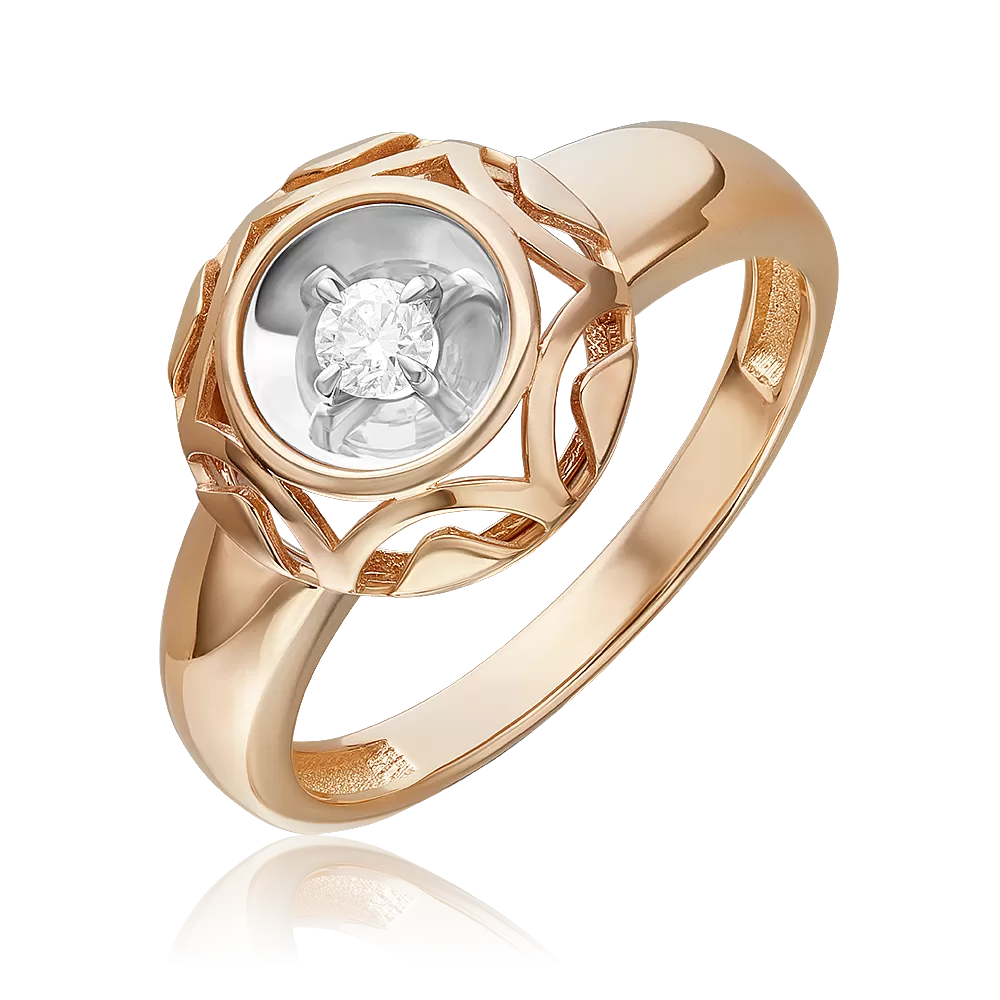 Кольцо из комбинированного золота с бриллиантом 01-5754-00-101-1111