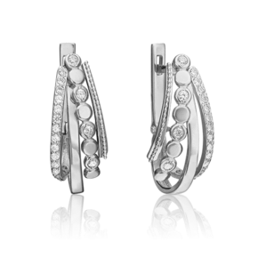 Серьги с английским замком из белого золота с фианитами 02-4576-00-401-1120-24