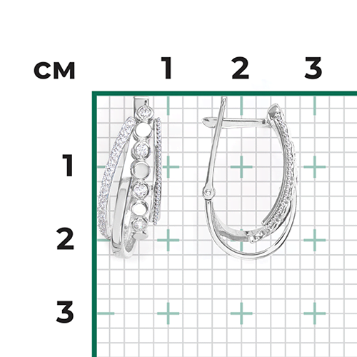 Серьги с английским замком из белого золота с фианитами 02-4576-00-401-1120-24